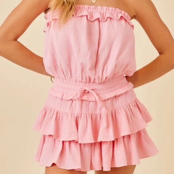 Day + Moon strapless pink mini romper/dress - Picture 1 of 3
